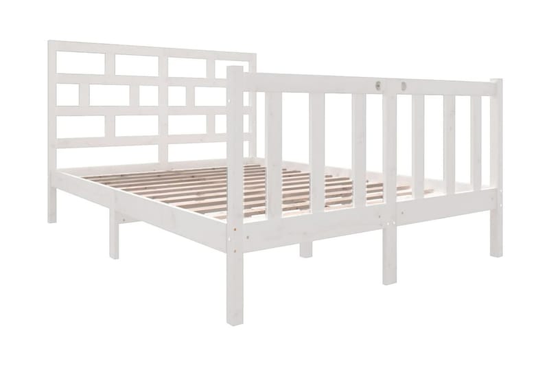 Sängram vit massiv furu 140x190 cm - Vit - Möbler - Säng - Sängram & sängstomme