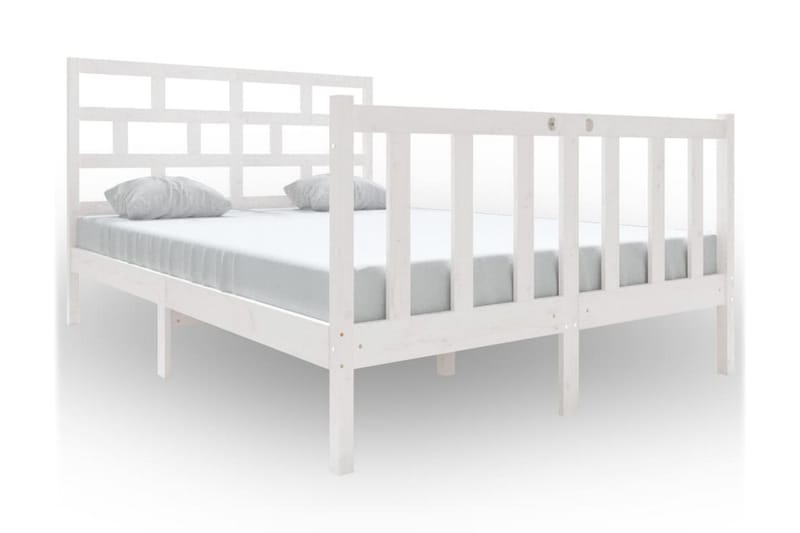 Sängram vit massiv furu 140x190 cm - Vit - Möbler - Säng - Sängram & sängstomme