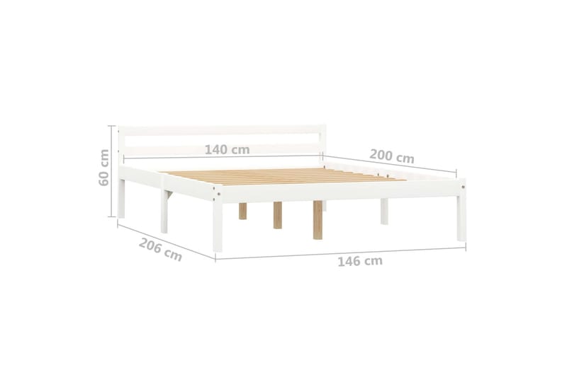 Sängram vit massiv furu 140x200 cm - Vit - Möbler - Säng - Sängram & sängstomme