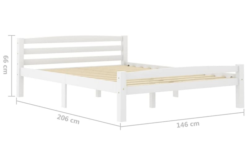 Sängram vit massiv furu 140x200 cm - Vit - Möbler - Säng - Sängram & sängstomme
