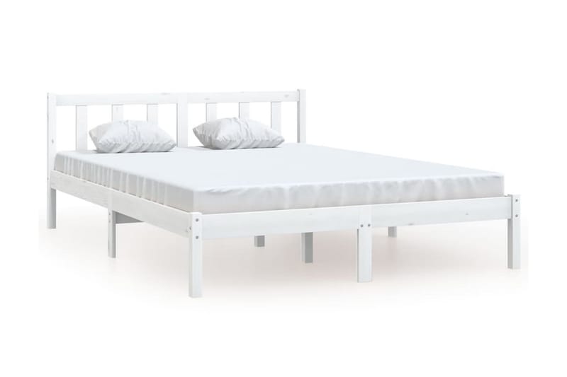 Sängram vit massiv furu 140x200 cm - Vit - Möbler - Säng - Sängram & sängstomme