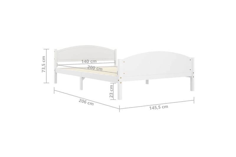 Sängram vit massiv furu 140x200 cm - Vit - Möbler - Säng - Sängram & sängstomme
