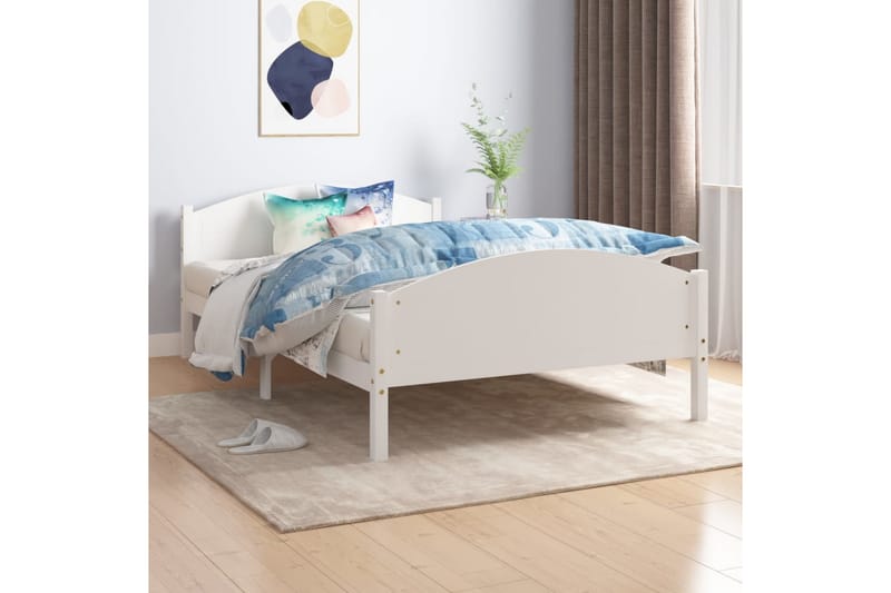 Sängram vit massiv furu 140x200 cm - Vit - Möbler - Säng - Sängram & sängstomme