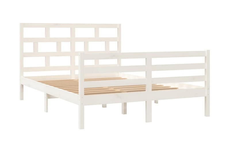 Sängram vit massiv furu 140x200 cm - Vit - Möbler - Säng - Sängram & sängstomme