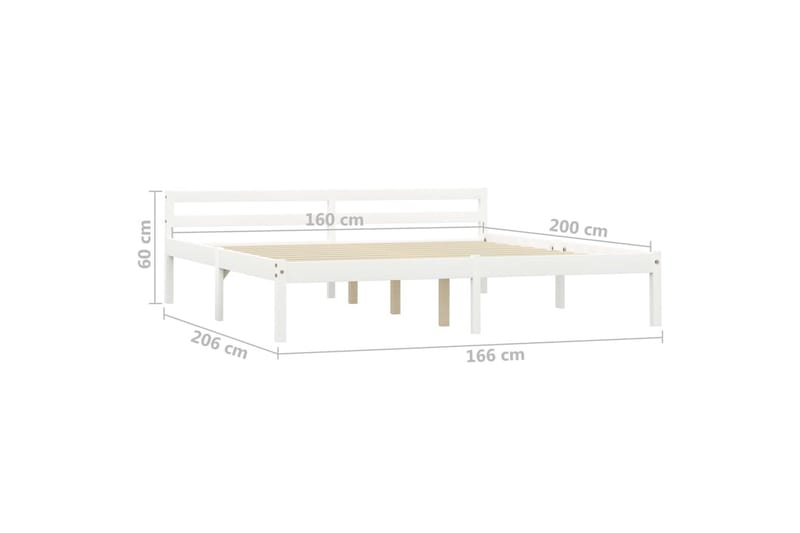 Sängram vit massiv furu 160x200 cm - Vit - Möbler - Säng - Sängram & sängstomme