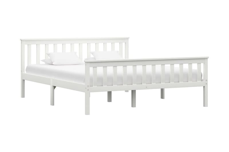 Sängram vit massiv furu 160x200 cm - Vit - Möbler - Säng - Sängram & sängstomme