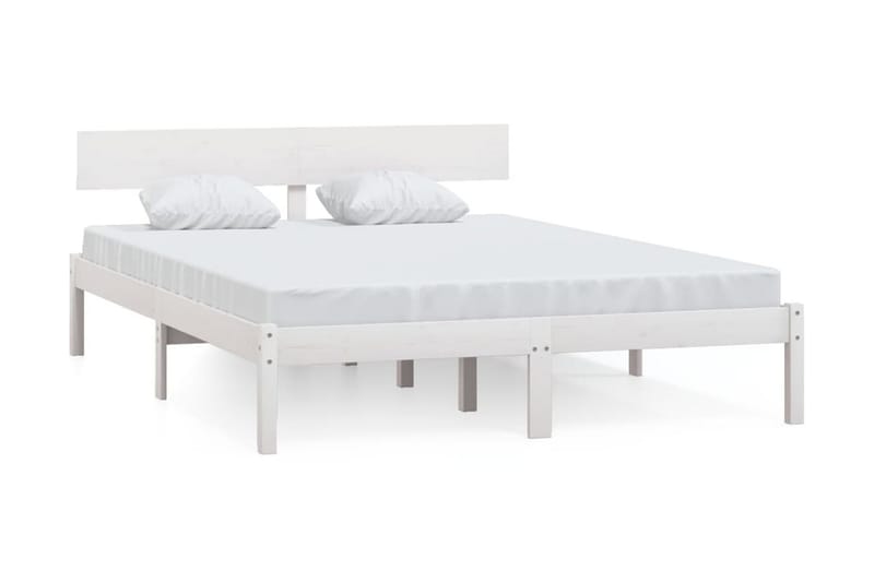 Sängram vit massiv furu 160x200 cm - Vit - Möbler - Säng - Sängram & sängstomme