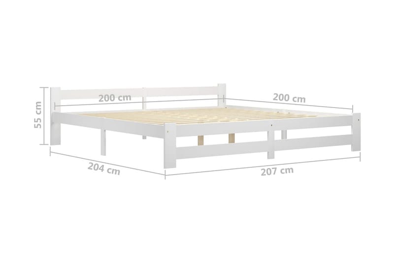 Sängram vit massiv furu 200x200 cm - Vit - Sängram & sängstomme