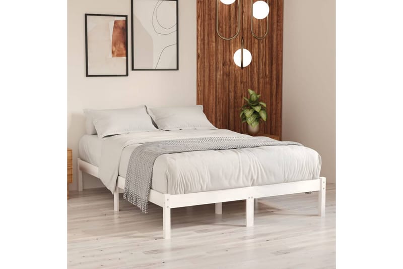 Sängram vit massiv furu 200x200 cm - Vit - Möbler - Säng - Sängram & sängstomme