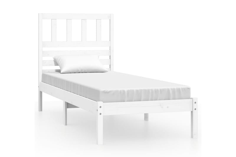 Sängram vit massiv furu 75x190 cm liten enkelsäng - Vit - Sängram & sängstomme