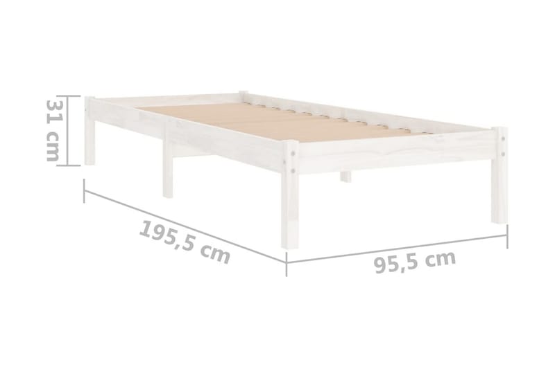 Sängram vit massiv furu 90x190 cm - Vit - Möbler - Säng - Sängram & sängstomme