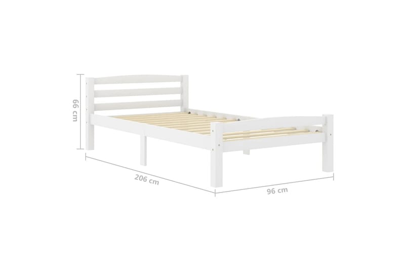 Sängram vit massiv furu 90x200 cm - Vit - Möbler - Säng - Sängram & sängstomme