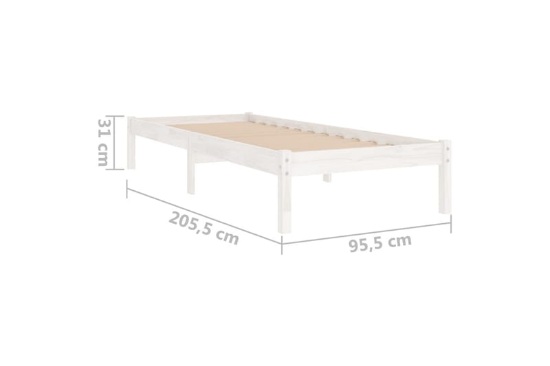 Sängram vit massiv furu 90x200 cm - Vit - Möbler - Säng - Sängram & sängstomme