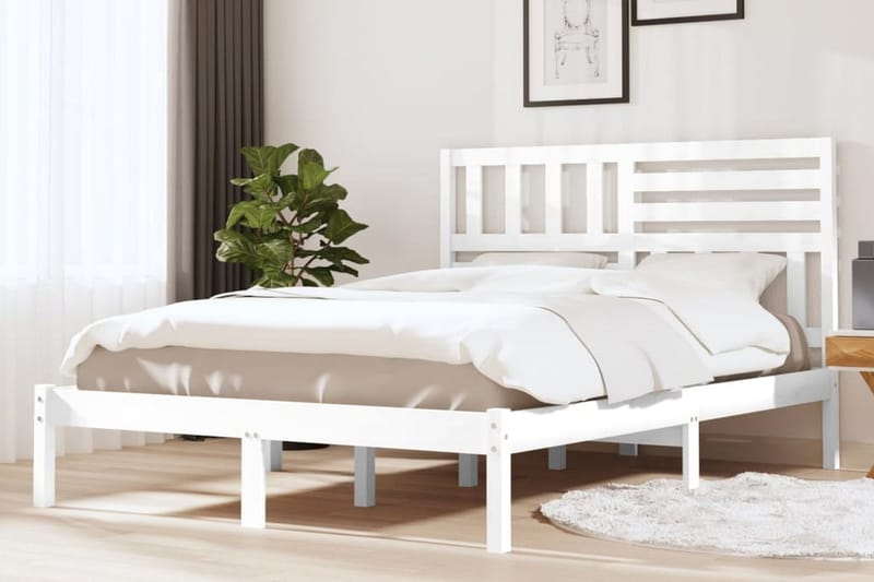 Sängram vit massivt furu 120x190 cm - Vit - Möbler - Säng - Sängram & sängstomme
