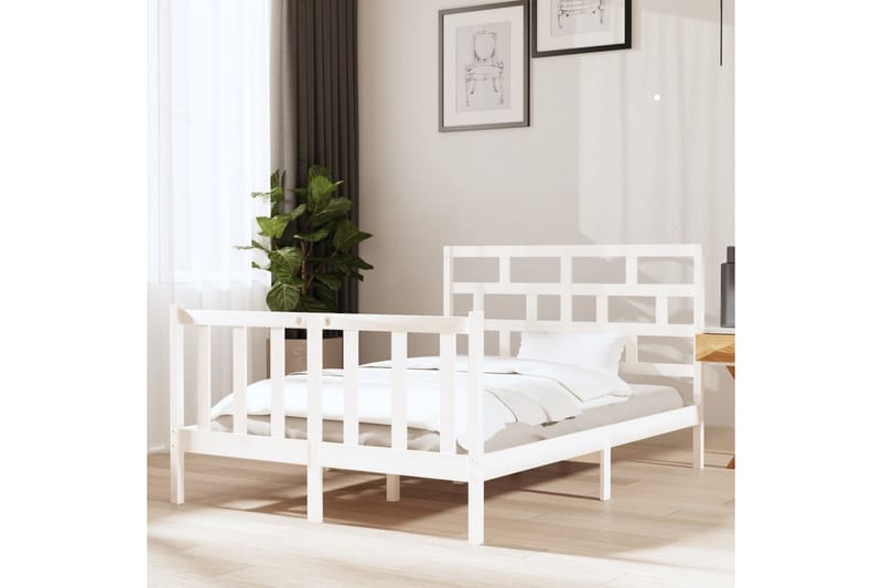 Sängram vit massivt furu 120x190 cm - Vit - Möbler - Säng - Sängram & sängstomme