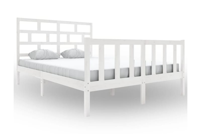 Sängram vit massivt furu 160x200 cm - Vit - Möbler - Säng - Sängram & sängstomme