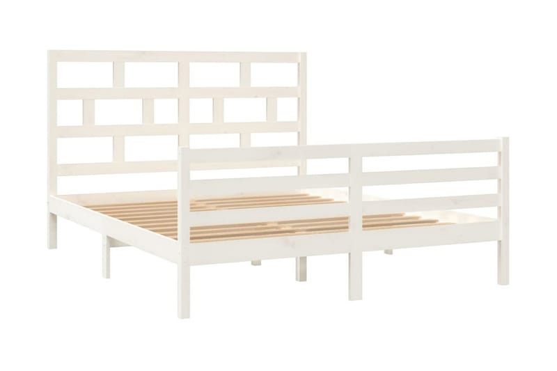Sängram vit massivt furu 160x200 cm - Vit - Möbler - Säng - Sängram & sängstomme