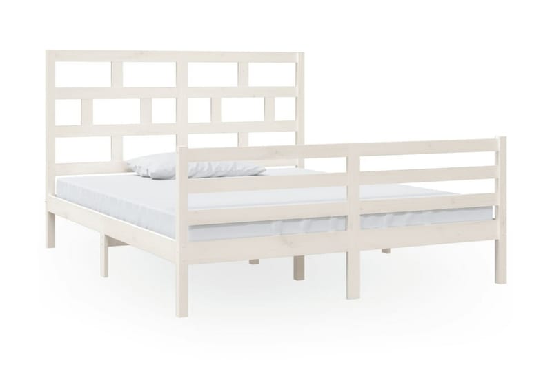 Sängram vit massivt furu 160x200 cm - Vit - Möbler - Säng - Sängram & sängstomme