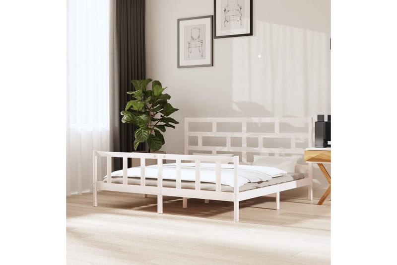 Sängram vit massivt furu 180x200 cm - Vit - Möbler - Säng - Sängram & sängstomme