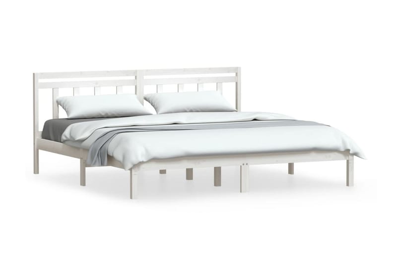 Sängram vit massivt furu 200x200 cm - Vit - Möbler - Säng - Sängram & sängstomme