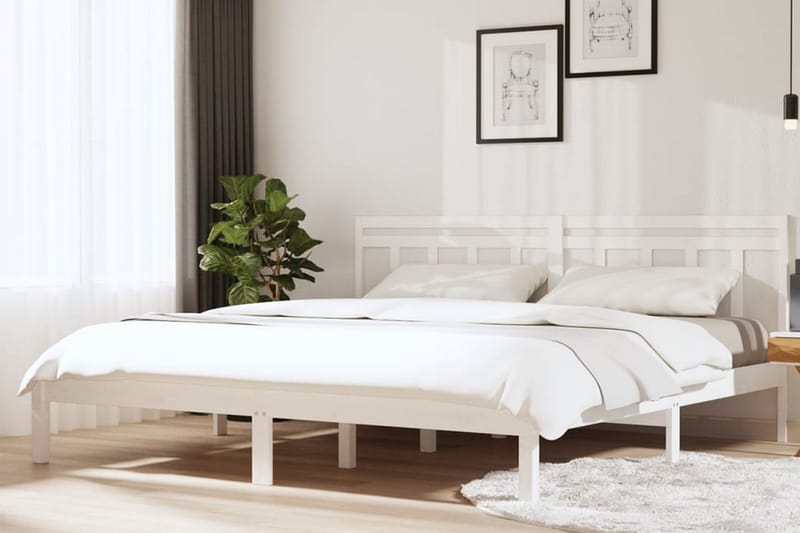 Sängram vit massivt furu 200x200 cm - Vit - Möbler - Säng - Sängram & sängstomme