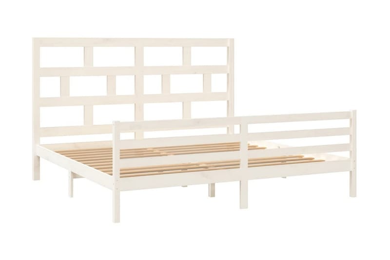 Sängram vit massivt furu 200x200 cm - Vit - Möbler - Säng - Sängram & sängstomme