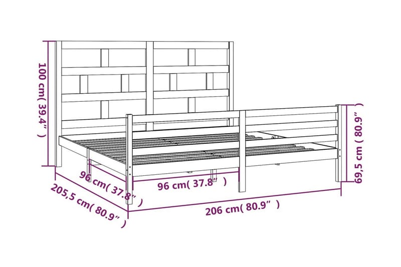 Sängram vit massivt furu 200x200 cm - Vit - Möbler - Säng - Sängram & sängstomme