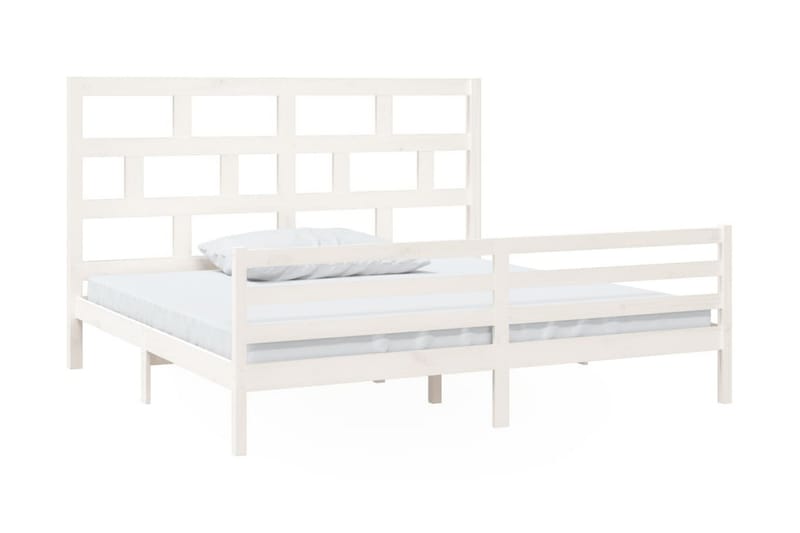 Sängram vit massivt furu 200x200 cm - Vit - Möbler - Säng - Sängram & sängstomme