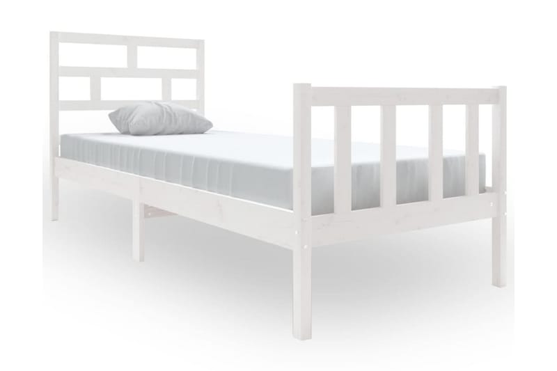 Sängram vit massivt furu 75x190 cm liten enkelsäng - Vit - Sängram & sängstomme