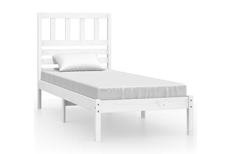 Sängram vit massivt furu 90x190 cm för enkelsäng - Vit - Sängram & sängstomme