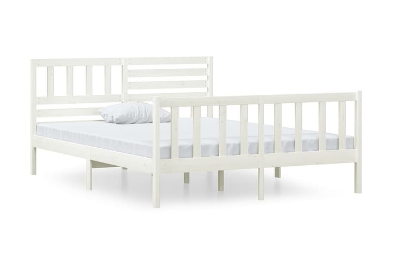 Sängram vit massivt trä 120x190 cm - Vit - Möbler - Säng - Sängram & sängstomme