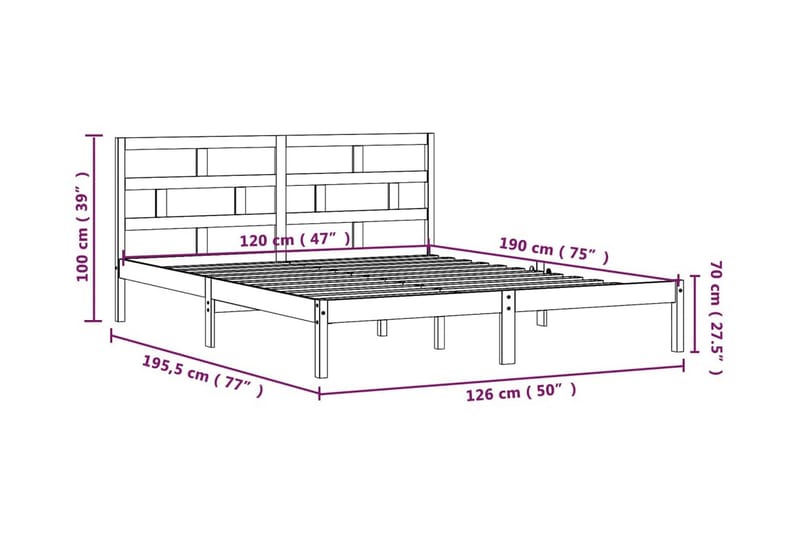 Sängram vit massivt trä 120x190 cm - Vit - Möbler - Säng - Sängram & sängstomme