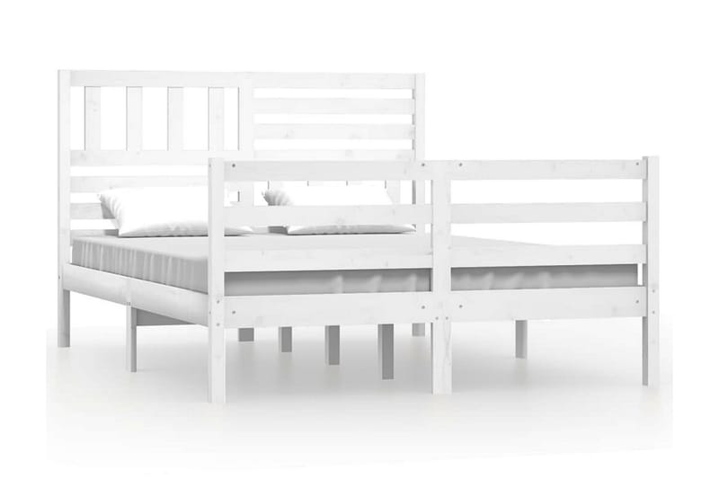 Sängram vit massivt trä 140x190 cm - Vit - Möbler - Säng - Sängram & sängstomme