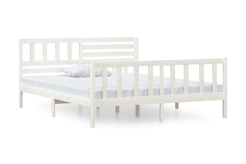 Sängram vit massivt trä 140x190 cm - Vit - Möbler - Säng - Sängram & sängstomme