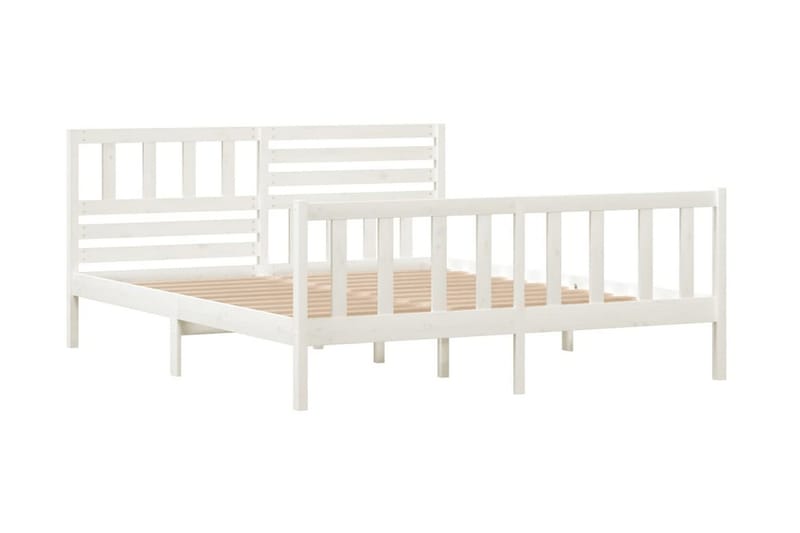 Sängram vit massivt trä 140x190 cm - Vit - Möbler - Säng - Sängram & sängstomme