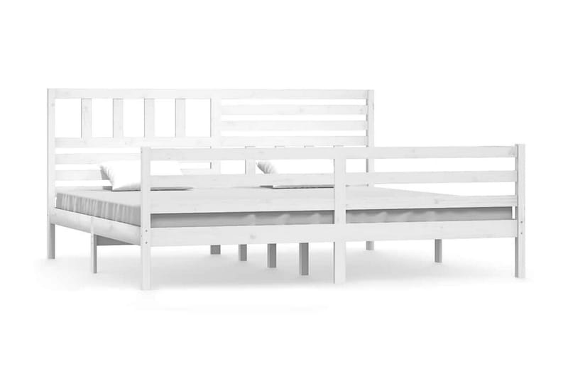 Sängram vit massivt trä 200x200 cm - Vit - Möbler - Säng - Sängram & sängstomme