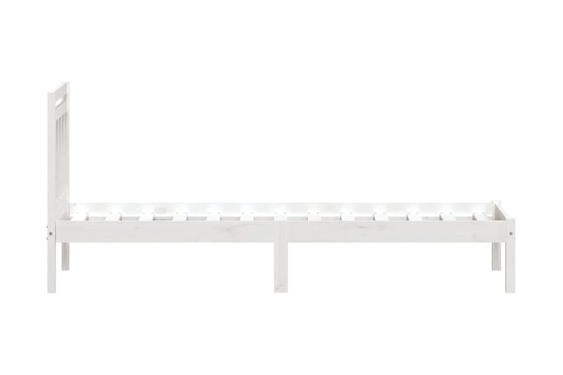 Sängram vit massivt trä 75x190 cm liten enkelsäng - Vit - Sängram & sängstomme
