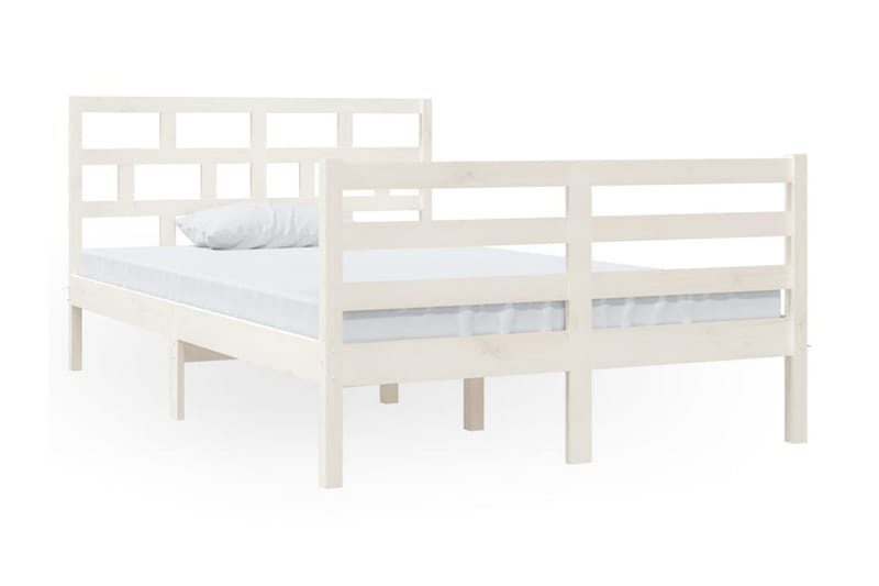 Sängram vit massivt trä furu 120x190 cm - Vit - Möbler - Säng - Sängram & sängstomme