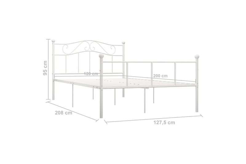 Sängram vit metall 120x200 cm - Vit - Sängram & sängstomme