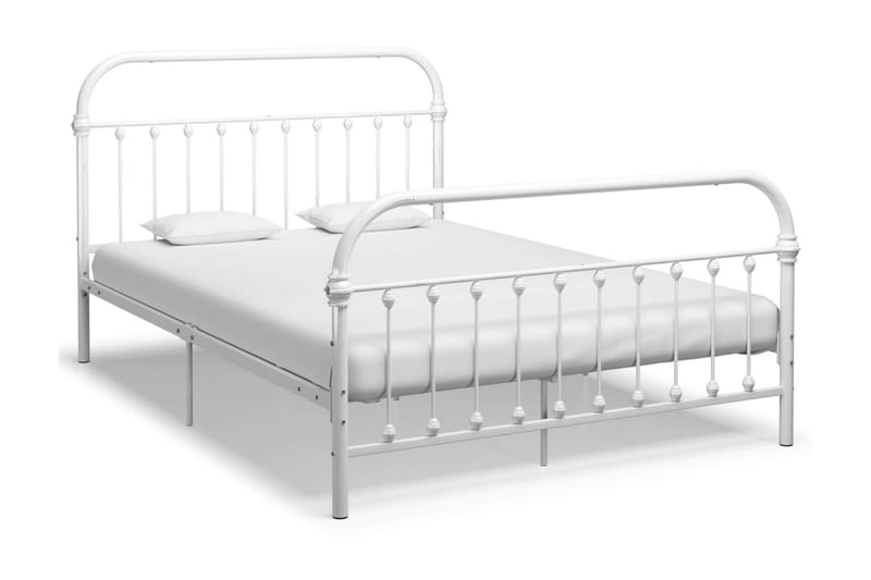 Sängram vit metall 160x200 cm - Vit - Sängram & sängstomme
