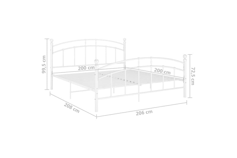 Sängram vit metall 200x200 cm - Vit - Sängram & sängstomme