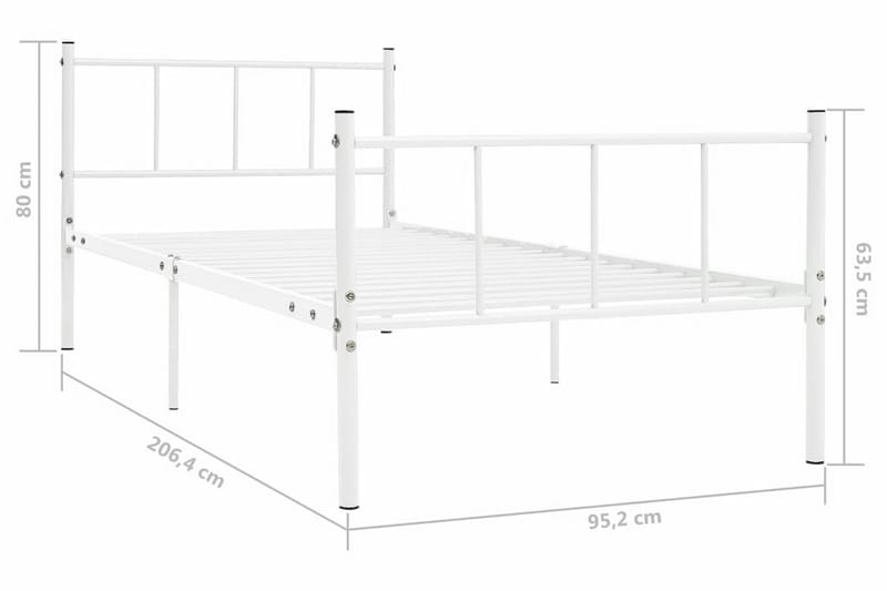 Sängram vit metall 90x200 cm - Vit - Möbler - Säng - Sängram & sängstomme