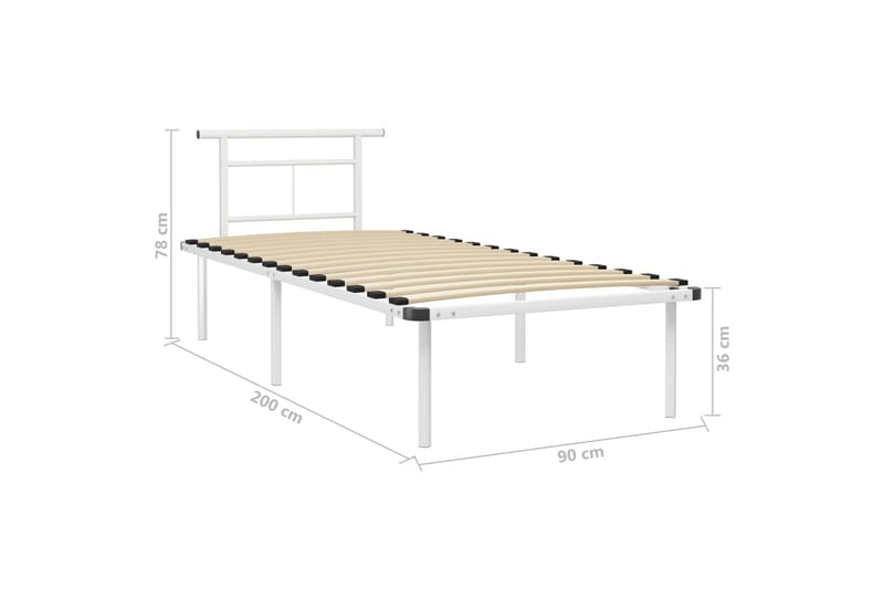 Sängram vit metall 90x200 cm - Vit - Möbler - Säng - Sängram & sängstomme