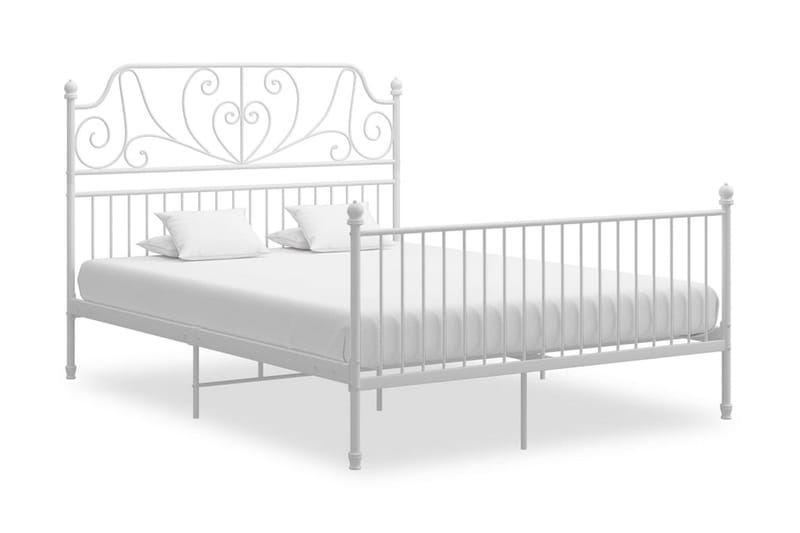 Sängram vit metall och plywood 160x200 cm - Vit - Sängram & sängstomme