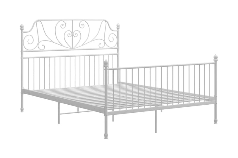 Sängram vit metall och plywood 160x200 cm - Vit - Möbler - Säng - Sängram & sängstomme