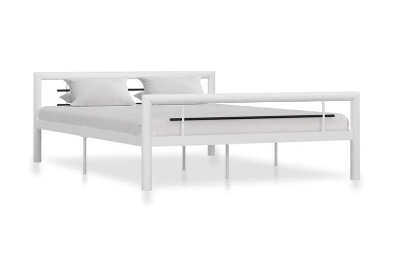 Sängram vit och svart metall 140x200 cm - Vit - Möbler - Säng - Sängram & sängstomme