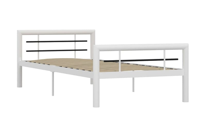 Sängram vit och svart metall 90x200 cm - Vit - Möbler - Säng - Sängram & sängstomme
