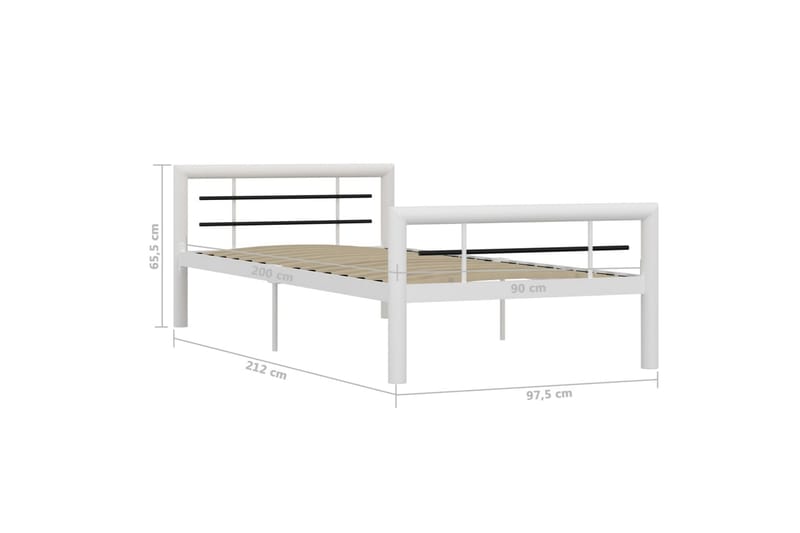 Sängram vit och svart metall 90x200 cm - Vit - Möbler - Säng - Sängram & sängstomme