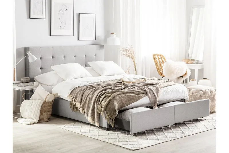 Sandrick Kontinentalsäng med Förvaring 160x200 - Grå - Möbler - Säng - Sängram & sängstomme