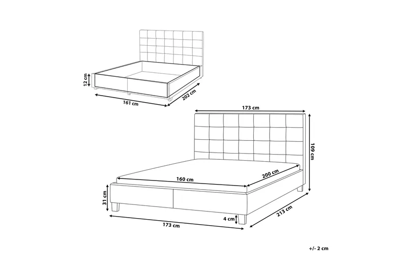 Sandrick Kontinentalsäng med Förvaring 160x200 - Grå - Möbler - Säng - Sängram & sängstomme
